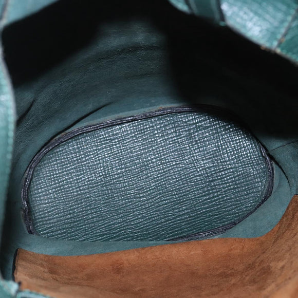 DELVAUX Shoulder Bag Leather Green Gold Auth BA6327