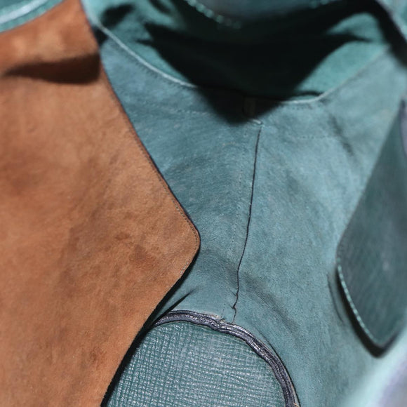 DELVAUX Shoulder Bag Leather Green Gold Auth BA6327