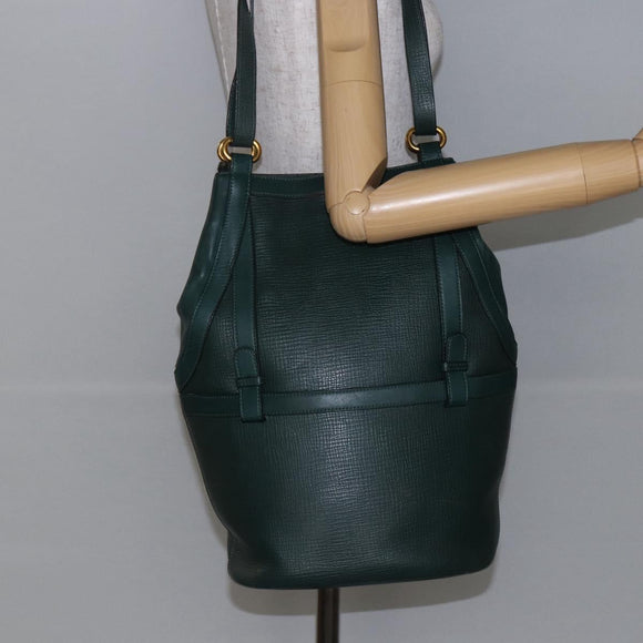 DELVAUX Shoulder Bag Leather Green Gold Auth BA6327