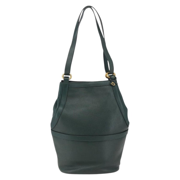 DELVAUX Shoulder Bag Leather Green Gold Auth BA6327