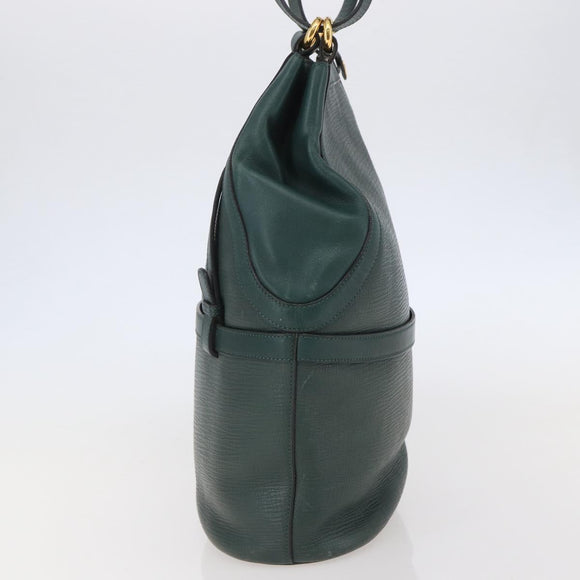 DELVAUX Shoulder Bag Leather Green Gold Auth BA6327