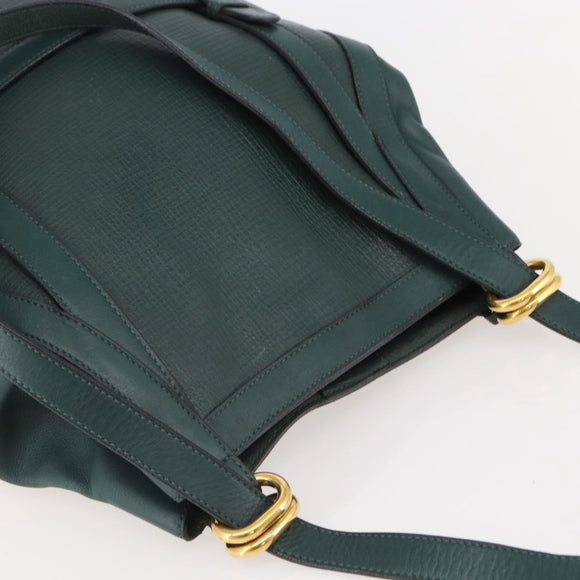 DELVAUX Shoulder Bag Leather Green Gold Auth BA6327