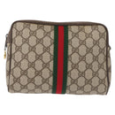 GUCCI GG Supreme Web Sherry Line Clutch Bag PVC Beige Gold 010 378 Auth BA6330-2