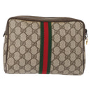 GUCCI GG Supreme Web Sherry Line Clutch Bag PVC Beige Gold 010 378 Auth BA6330-3