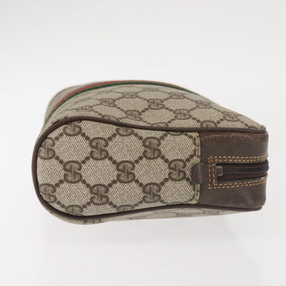 GUCCI GG Supreme Web Sherry Line Clutch Bag PVC Beige Gold 010 378 Auth BA6330