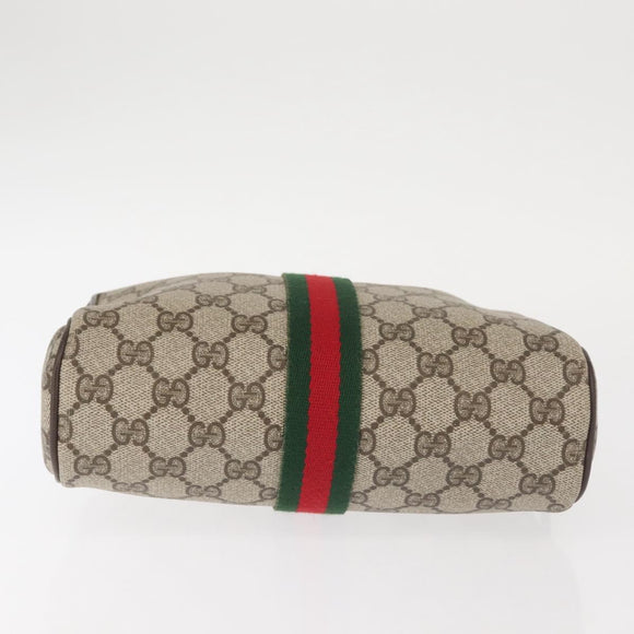 GUCCI GG Supreme Web Sherry Line Clutch Bag PVC Beige Gold 010 378 Auth BA6330