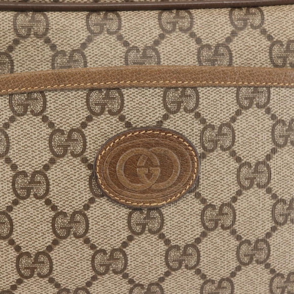 GUCCI GG Supreme Clutch Bag PVC Beige Gold 014 58 0028 Auth BA6331