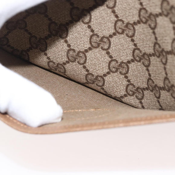 GUCCI GG Supreme Clutch Bag PVC Beige Gold 014 58 0028 Auth BA6331