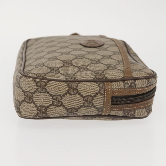 GUCCI GG Supreme Clutch Bag PVC Beige Gold 014 58 0028 Auth BA6331