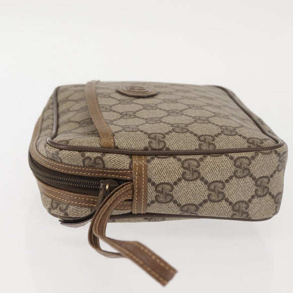 GUCCI GG Supreme Clutch Bag PVC Beige Gold 014 58 0028 Auth BA6331