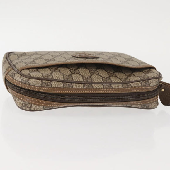 GUCCI GG Supreme Clutch Bag PVC Beige Gold 014 58 0028 Auth BA6331