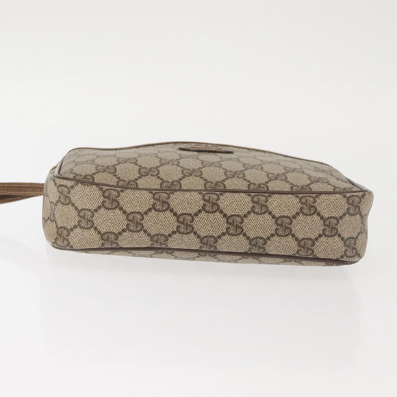 GUCCI GG Supreme Clutch Bag PVC Beige Gold 014 58 0028 Auth BA6331