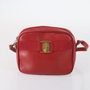 Salvatore Ferragamo Shoulder Bag Leather Canvas 3Set Red Black Auth BA6335-16