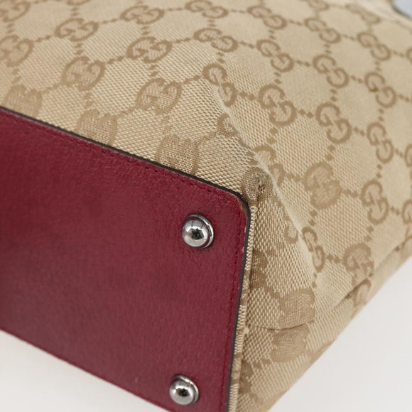 GUCCI GG Canvas Tote Bag Beige Silver 120840 Auth BA6338