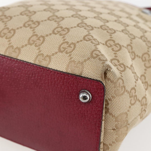 GUCCI GG Canvas Tote Bag Beige Silver 120840 Auth BA6338