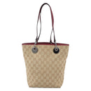 GUCCI GG Canvas Tote Bag Beige Silver 120840 Auth BA6338-13