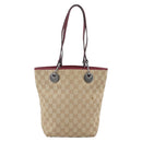 GUCCI GG Canvas Tote Bag Beige Silver 120840 Auth BA6338-2