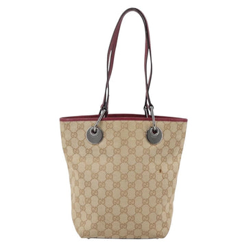 GUCCI GG Canvas Tote Bag Beige Silver 120840 Auth BA6338 - 0