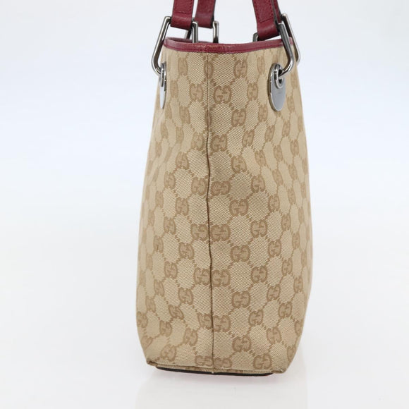 GUCCI GG Canvas Tote Bag Beige Silver 120840 Auth BA6338
