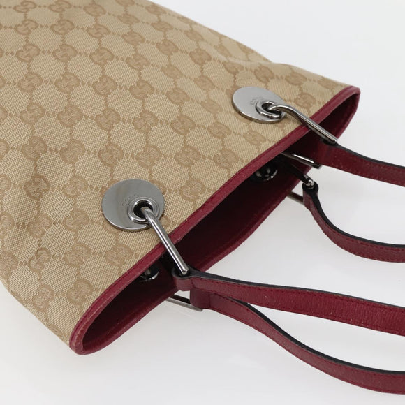 GUCCI GG Canvas Tote Bag Beige Silver 120840 Auth BA6338