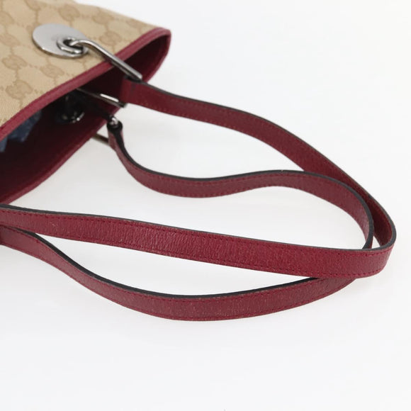 GUCCI GG Canvas Tote Bag Beige Silver 120840 Auth BA6338