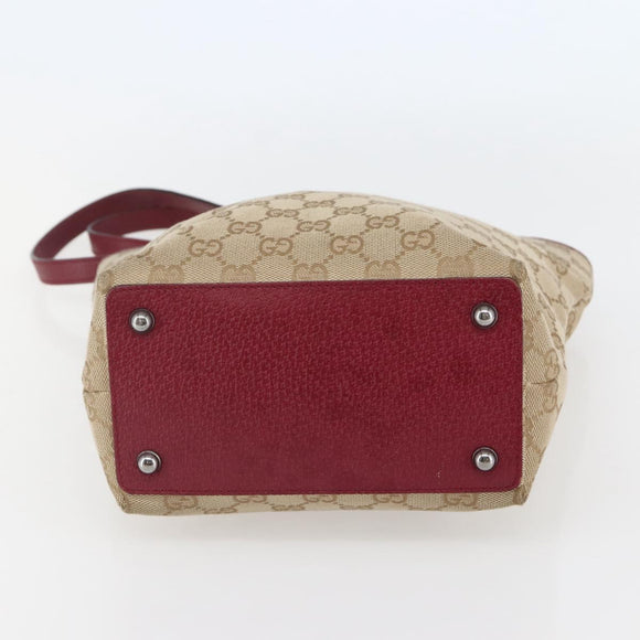 GUCCI GG Canvas Tote Bag Beige Silver 120840 Auth BA6338