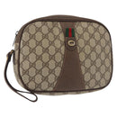 GUCCI GG Supreme Web Sherry Line Clutch Bag Beige Gold 156 01 034 Auth BA6357-1