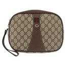 GUCCI GG Supreme Web Sherry Line Clutch Bag Beige Gold 156 01 034 Auth BA6357-2