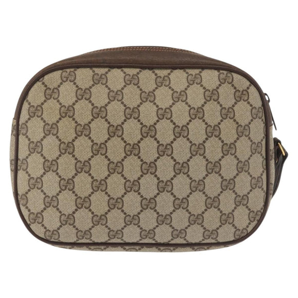GUCCI GG Supreme Web Sherry Line Clutch Bag Beige Gold 156 01 034 Auth BA6357