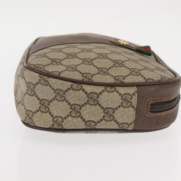 GUCCI GG Supreme Web Sherry Line Clutch Bag Beige Gold 156 01 034 Auth BA6357