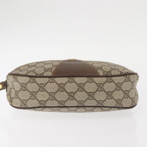 GUCCI GG Supreme Web Sherry Line Clutch Bag Beige Gold 156 01 034 Auth BA6357