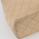 CHANEL Matelasse Shoulder Bag Lamb Skin Beige CC Auth BA6358-14
