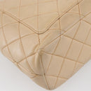 CHANEL Matelasse Shoulder Bag Lamb Skin Beige CC Auth BA6358-16