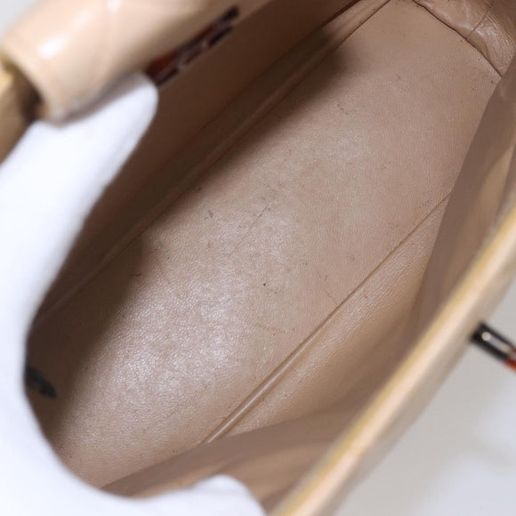 CHANEL Matelasse Shoulder Bag Lamb Skin Beige CC Auth BA6358