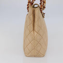 CHANEL Matelasse Shoulder Bag Lamb Skin Beige CC Auth BA6358-3