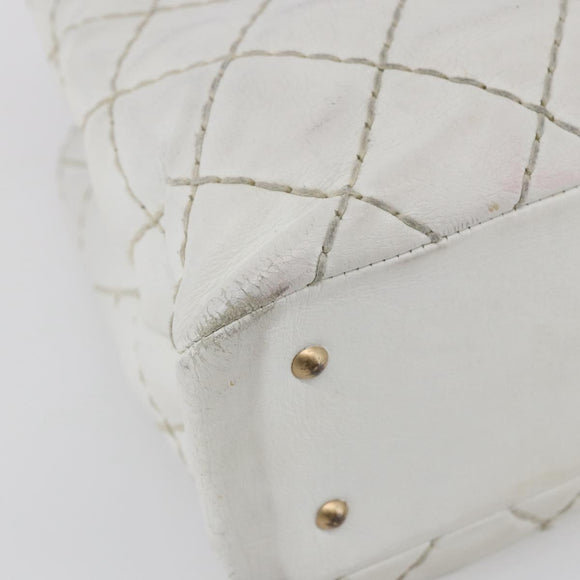 CHANEL Wild Stitch Chain Shoulder Bag Lamb Skin Beige Gold CC Auth BA6359