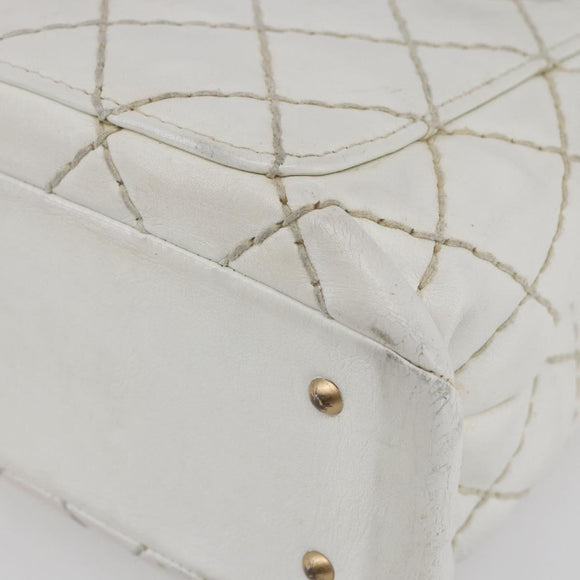 CHANEL Wild Stitch Chain Shoulder Bag Lamb Skin Beige Gold CC Auth BA6359