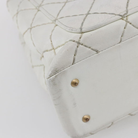 CHANEL Wild Stitch Chain Shoulder Bag Lamb Skin Beige Gold CC Auth BA6359