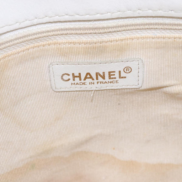 CHANEL Wild Stitch Chain Shoulder Bag Lamb Skin Beige Gold CC Auth BA6359