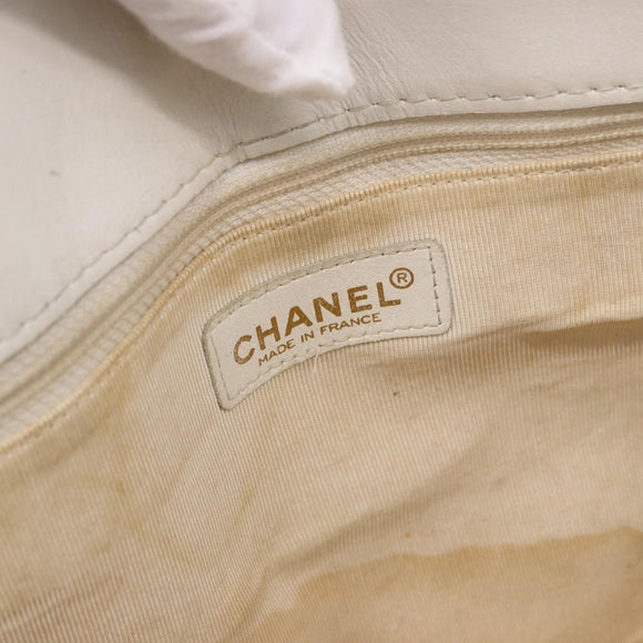 CHANEL Wild Stitch Kette Schultertasche Lammleder Beige Gold CC Auth BA6359