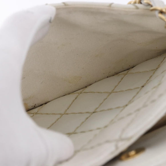 CHANEL Wild Stitch Kette Schultertasche Lammleder Beige Gold CC Auth BA6359