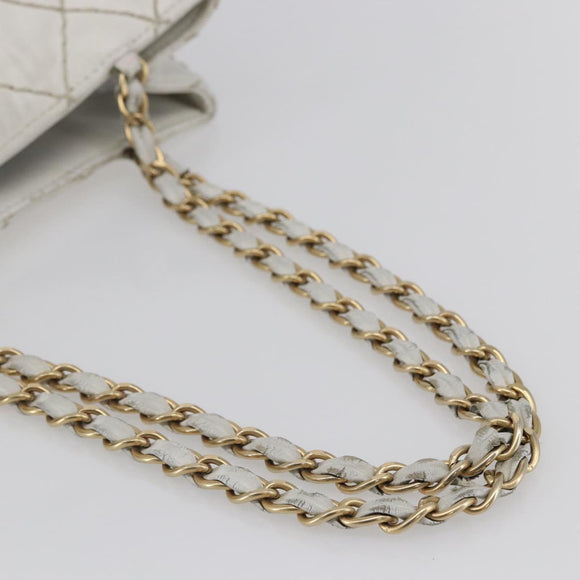 CHANEL Wild Stitch Chain Shoulder Bag Lamb Skin Beige Gold CC Auth BA6359