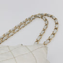 CHANEL Wild Stitch Chain Shoulder Bag Lamb Skin Beige Gold CC Auth BA6359-8