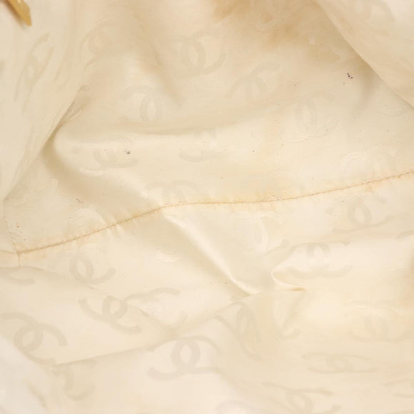 CHANEL Tote Bag Caviar Skin White Gold CC Auth BA6361