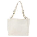 CHANEL Tote Bag Caviar Skin White Gold CC Auth BA6361-2