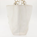 CHANEL Tote Bag Caviar Skin White Gold CC Auth BA6361-3