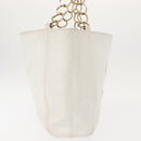 CHANEL Tote Bag Caviar Skin White Gold CC Auth BA6361-4