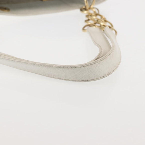 CHANEL Tote Bag Caviar Skin White Gold CC Auth BA6361