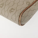 Christian Dior Honeycomb Canvas Shoulder Bag PVC Beige Gold Auth BA6363-16