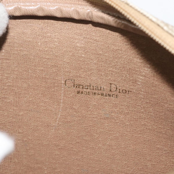 Christian Dior Honeycomb Canvas Shoulder Bag PVC Beige Gold Auth BA6363